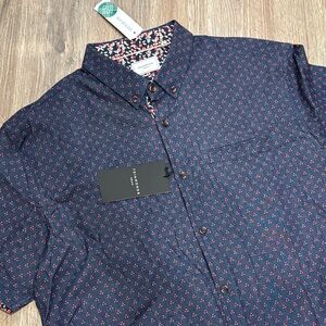 7 Diamonds Dark Blue Floral Button Down Shirt